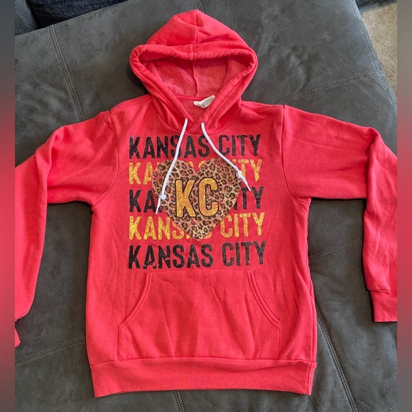 Bella Canvas Tops - Kansas City Red animal print Hoodie SM